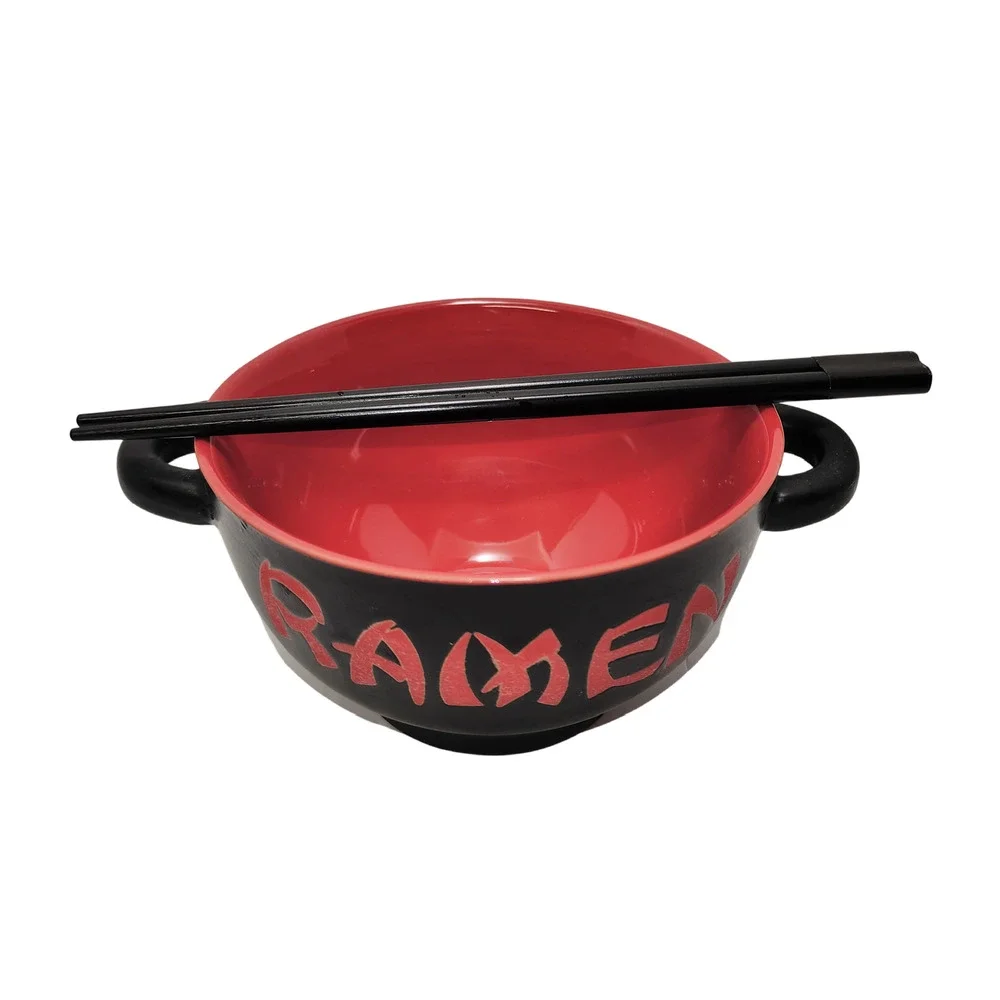 World Market Japanese Ceramic Ramen Bowls + Utensils Set of 2